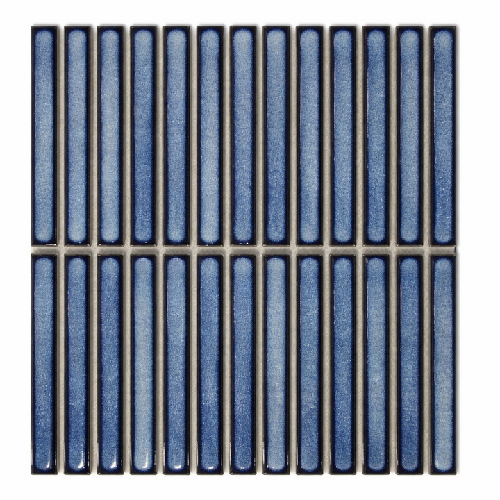 Kyoto Blue Japanese Look Kit Kat Mosaic Tile — Ceramic, Rectangle, Kit Kat & Finger