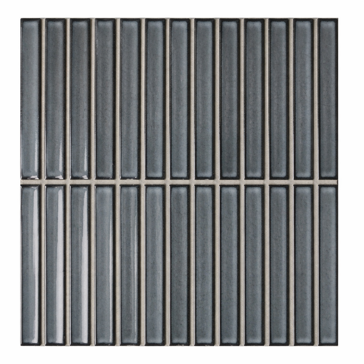 Kyoto Dark Grey Japanese Look Kit Kat Mosaic Tile — Ceramic, Rectangle, Kit Kat & Finger
