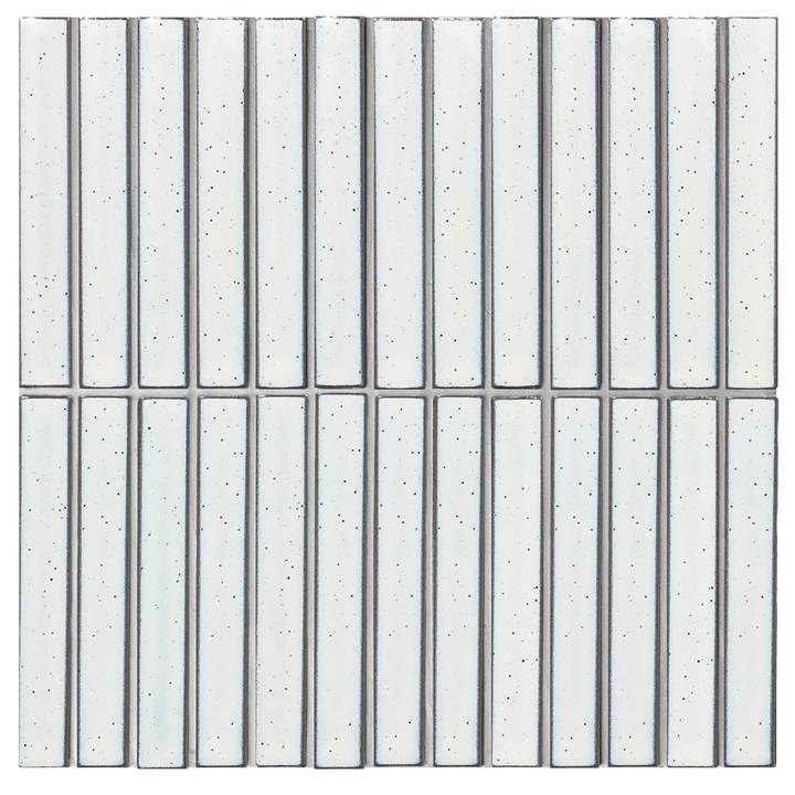 Kyoto Speckled White Gloss Japanese Look Kit Kat Mosaic Tile — Ceramic, Rectangle, Kit Kat & Finger