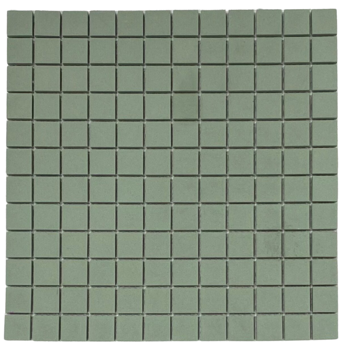 Kyoto Green Unglazed Japanese Look Square Mosaic Tile — Speckle Green, Ceramic