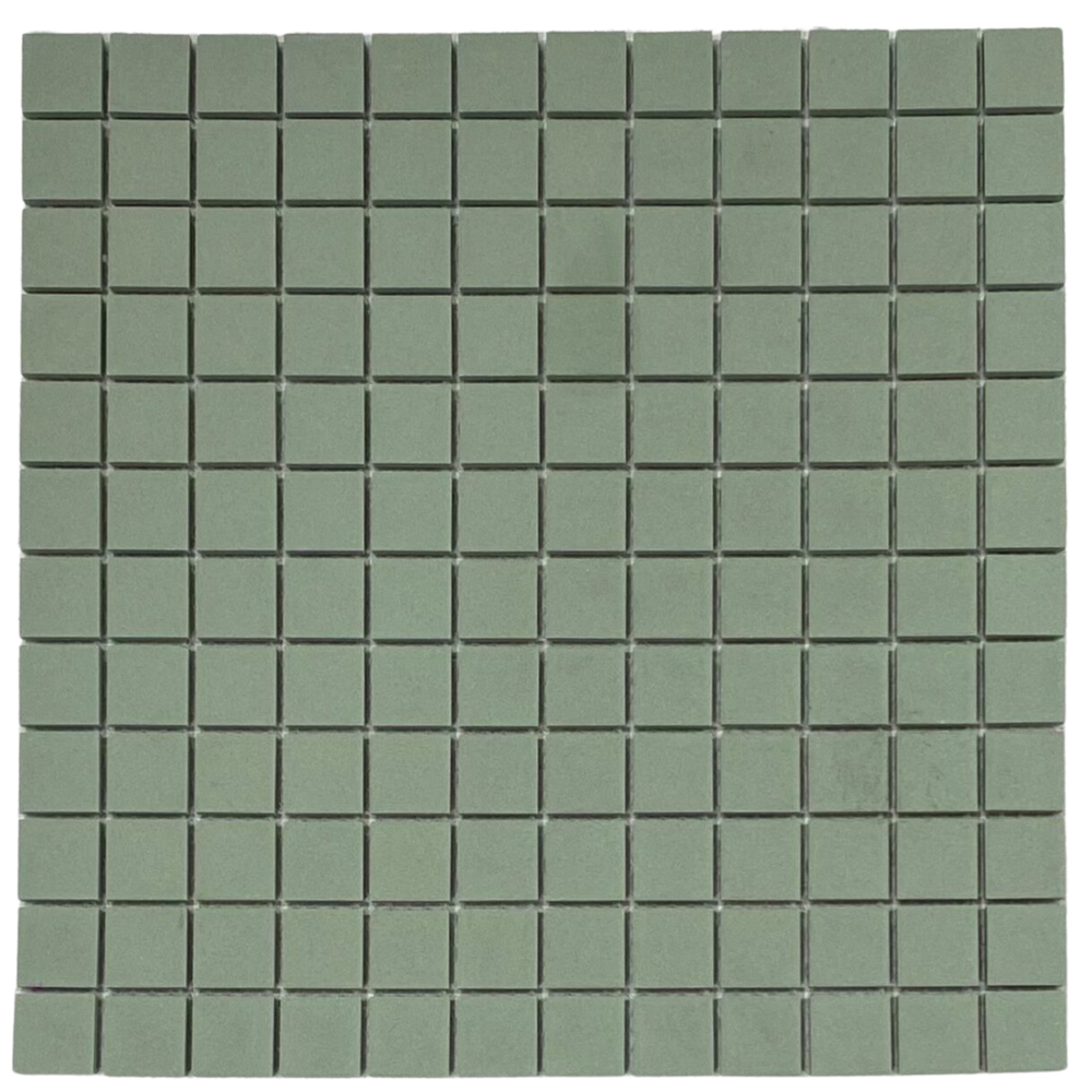 KYOTO GREEN UNGLAZED JAPANESE LOOK SQUARE MOSAIC TILE - Sample
