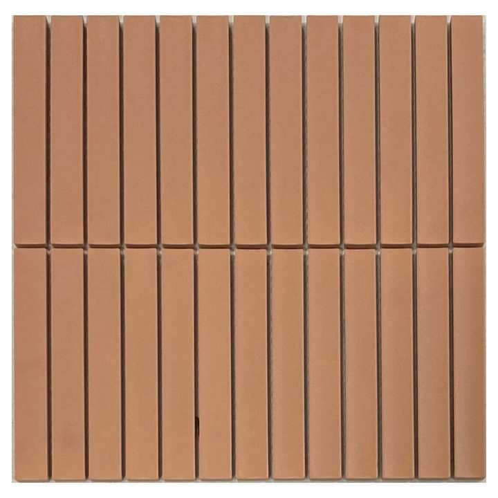 Kyoto Terracotta Unglazed Japanese Look Kit Kat Mosaic Tile — Ceramic, Rectangle, Kit Kat & Finger