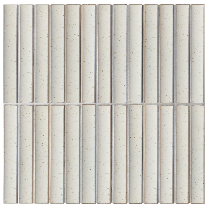 Kyoto Warm White Japanese Look Kit Kat Mosaic Tile — Off-White, Ceramic, Rectangle, Kit Kat & Finger