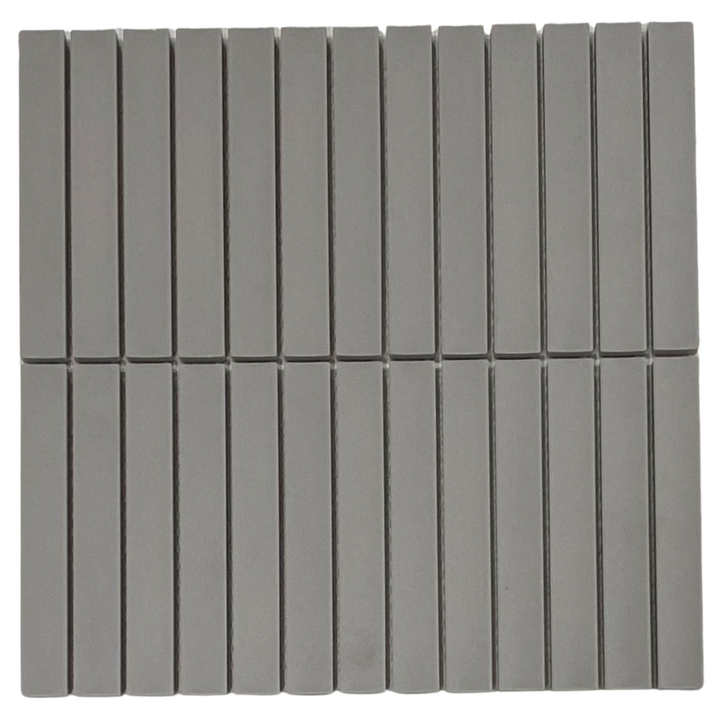 Kyoto Grey Unglazed Japanese Look Kit Kat Mosaic Tile — Ceramic, Rectangle, Kit Kat & Finger