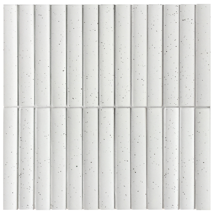 Kyoto Speckled White Matte Japanese Look Kit Kat Mosaic Tile — Ceramic, Rectangle, Kit Kat & Finger