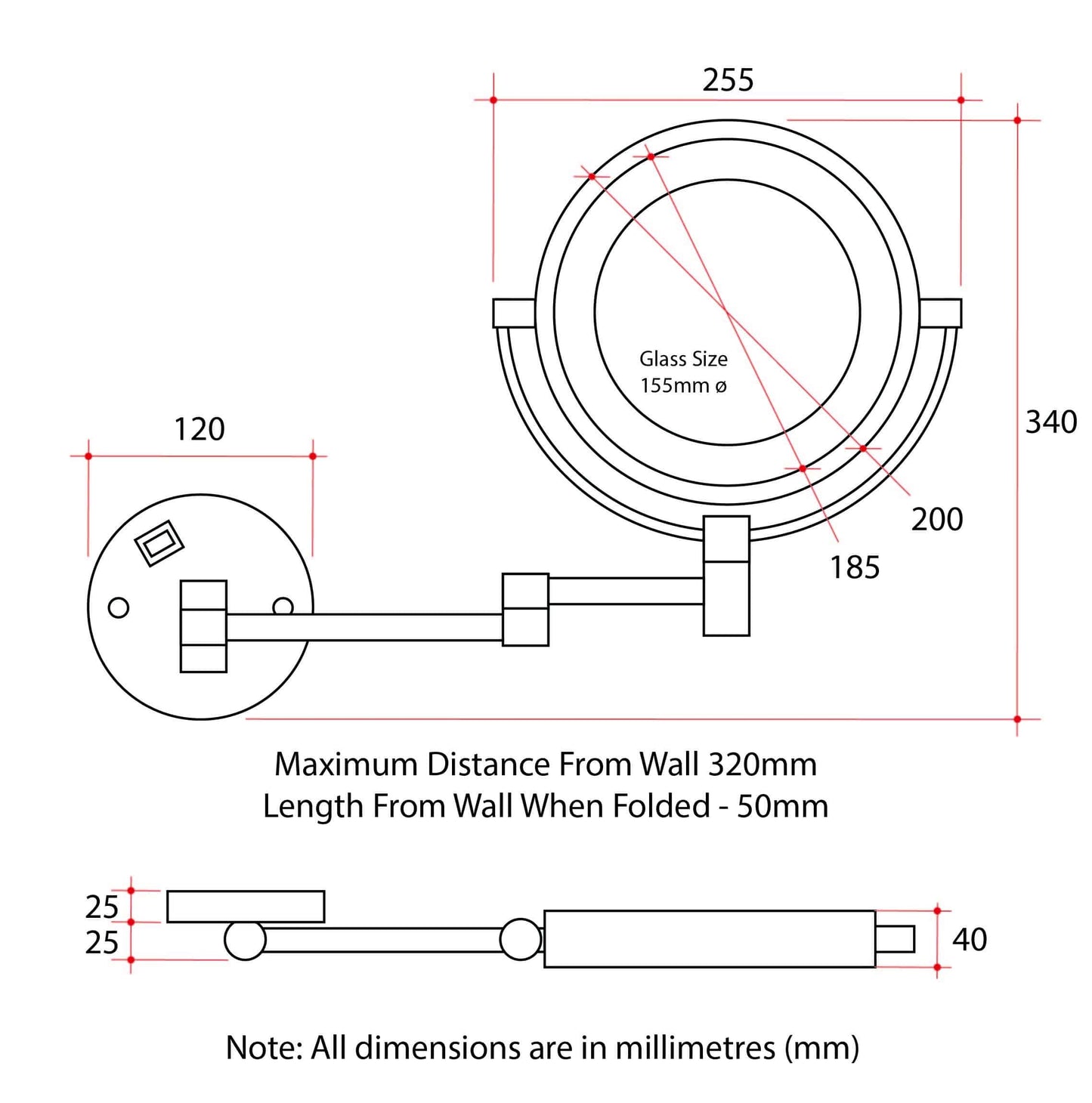 L258CSMC 1&8x Magnification Mirror with Light