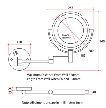 L258CSMC 1&8x Magnification Mirror with Light