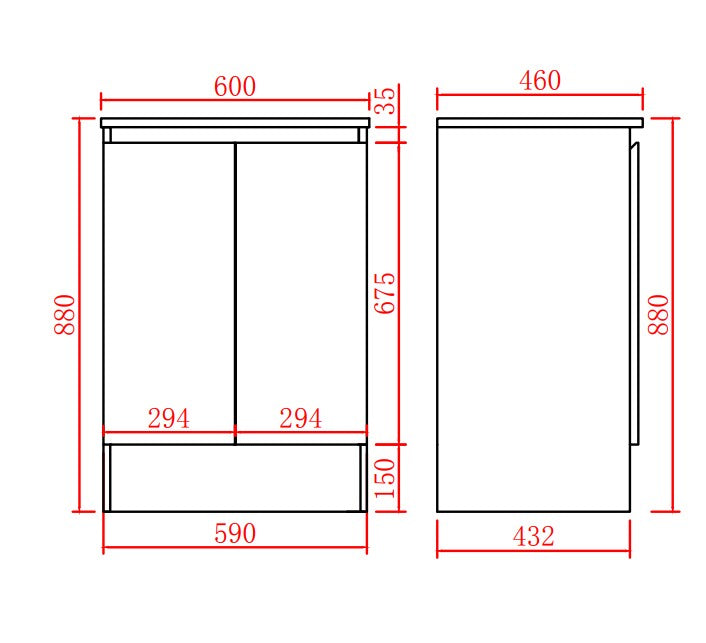 Alpha Free Standing PVC Vanity with soft closing LK-AL64K