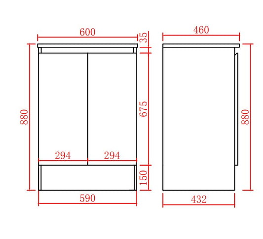 Alpha Free Standing PVC Vanity with soft closing LK-AL64K