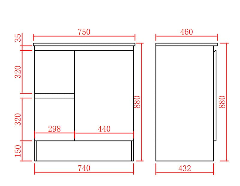 Alpha Free Standing PVC Vanity with soft closing LK-AL74LK
