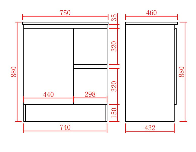 Alpha Free Standing PVC Vanity with soft closing LK-AL74RK