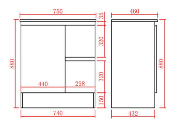 Alpha Free Standing PVC Vanity with soft closing LK-AL74RK