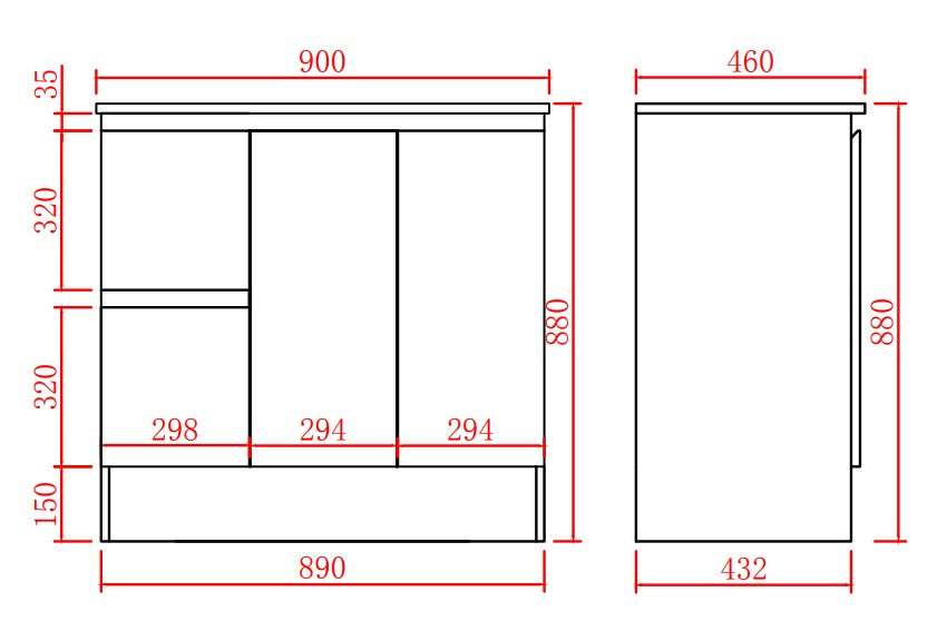 Alpha Free Standing PVC Vanity with soft closing LK-AL94LK