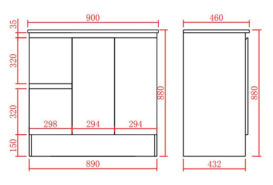 Alpha Free Standing PVC Vanity with soft closing LK-AL94LK
