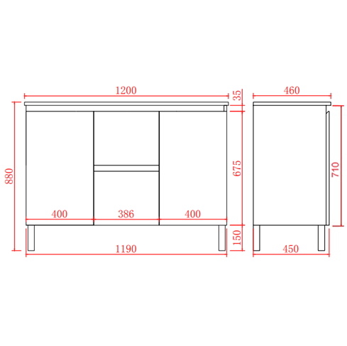 Alpha Free Standing PVC Vanity with soft closing LK-AL124DL