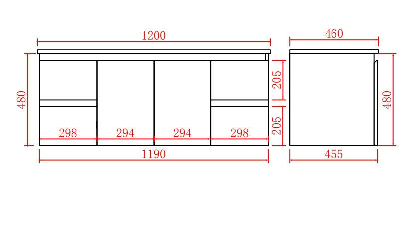 Alpha Wall Hung Vanity with soft closing LK-AL124W