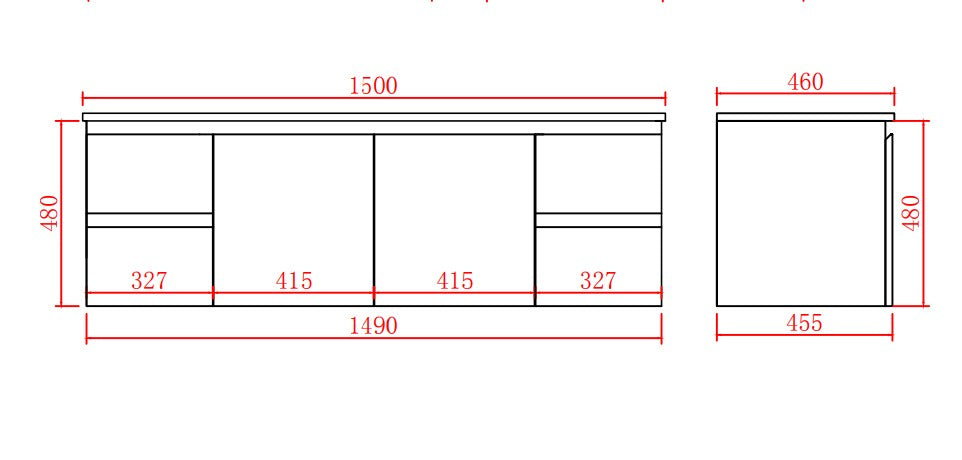 Alpha Wall Hung PVC Vanity with soft closing LK-AL154W