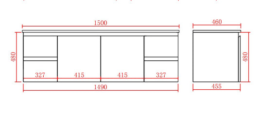 Alpha Wall Hung PVC Vanity with soft closing LK-AL154W