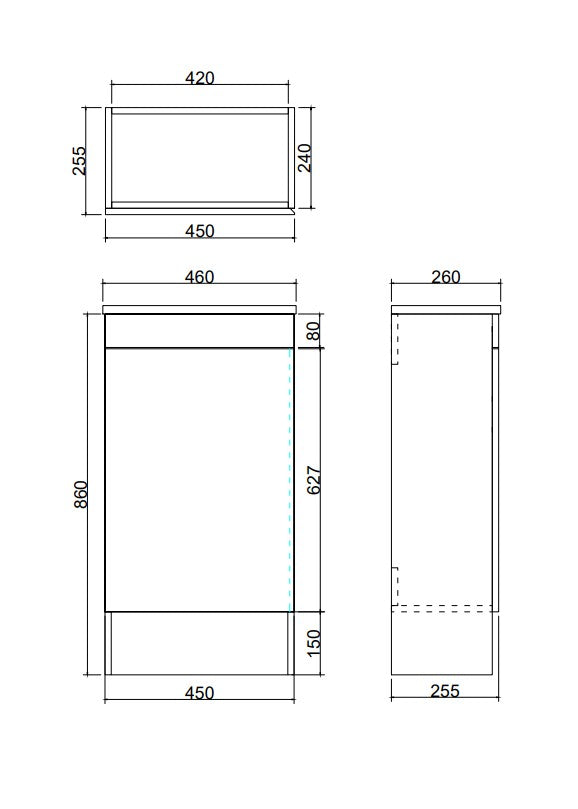 Alpha Mini Floor PVC Vanity with build in kickboard LK-AL42K