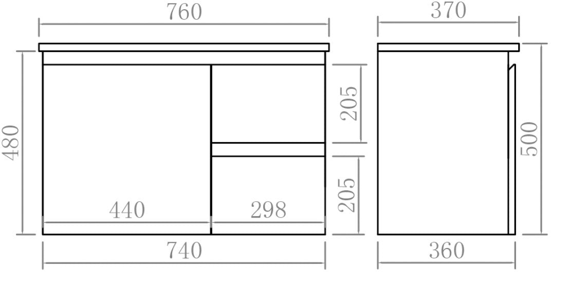 Alpha Ensuite Wall Hung PVC Vanity Gloss White LK-AL73RW