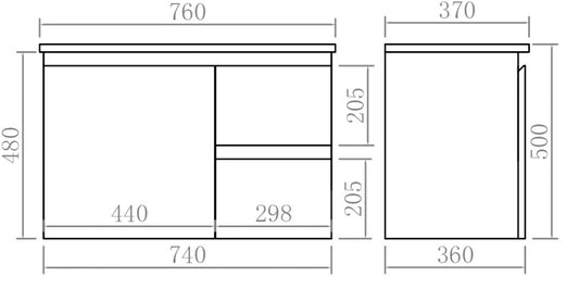 Alpha Ensuite Wall Hung PVC Vanity Gloss White LK-AL73RW