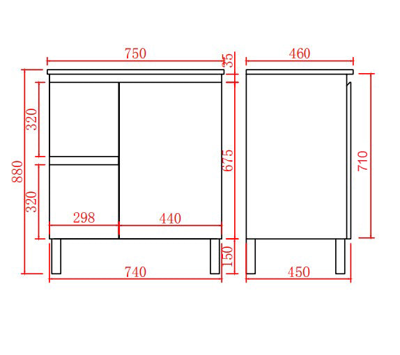 Alpha Free Standing PVC Vanity with soft closing LK-AL74LL