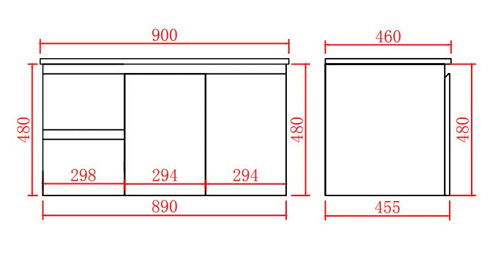 Alpha Wall Hung Vanity with soft closing LK-AL94LW