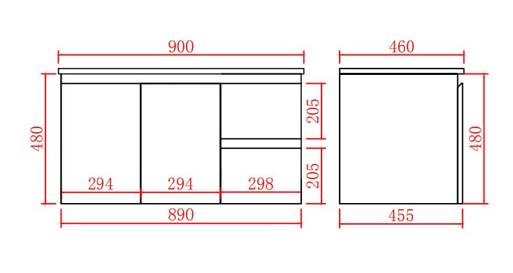 Alpha Wall Hung PVC Vanity with soft closing LK-AL94RW