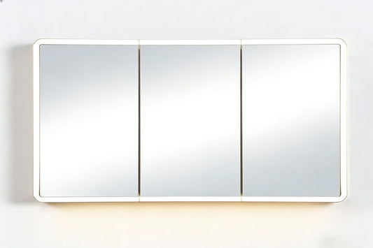Avola PVC LED Mirror Matte White Cabinet With LED Lights Lk-almc1200mw-3lights