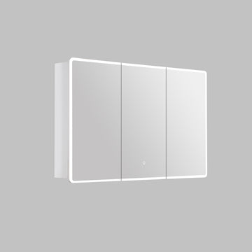 Avola PVC LED Mirror Matte White Cabinet With LED Lights Lk-almc1200mw-3lights