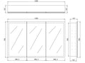 Avola PVC LED Mirror Matte White Cabinet With LED Lights Lk-almc1200mw-3lights