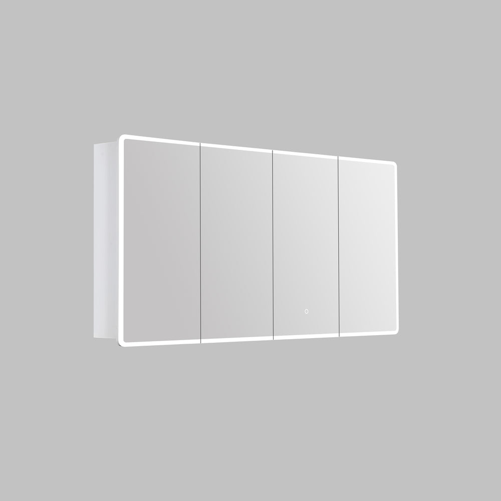 Avola PVC LED Mirror Matte White Cabinet With LED Lights Lk-almc1500mw-3lights