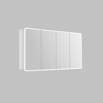 Avola PVC LED Mirror Matte White Cabinet With LED Lights Lk-almc1500mw-3lights