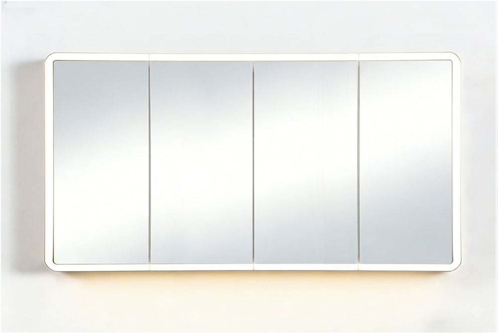 Avola PVC LED Mirror Matte White Cabinet With LED Lights Lk-almc1500mw-3lights
