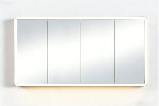 Avola PVC LED Mirror Matte White Cabinet With LED Lights Lk-almc1500mw-3lights