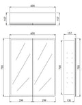Avola PVC LED Mirror Matte White Cabinet With LED Lights Lk-almc600mw-3lights