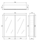 Avola PVC LED Mirror Matte White Cabinet With LED Lights Lk-almc750mw-3lights
