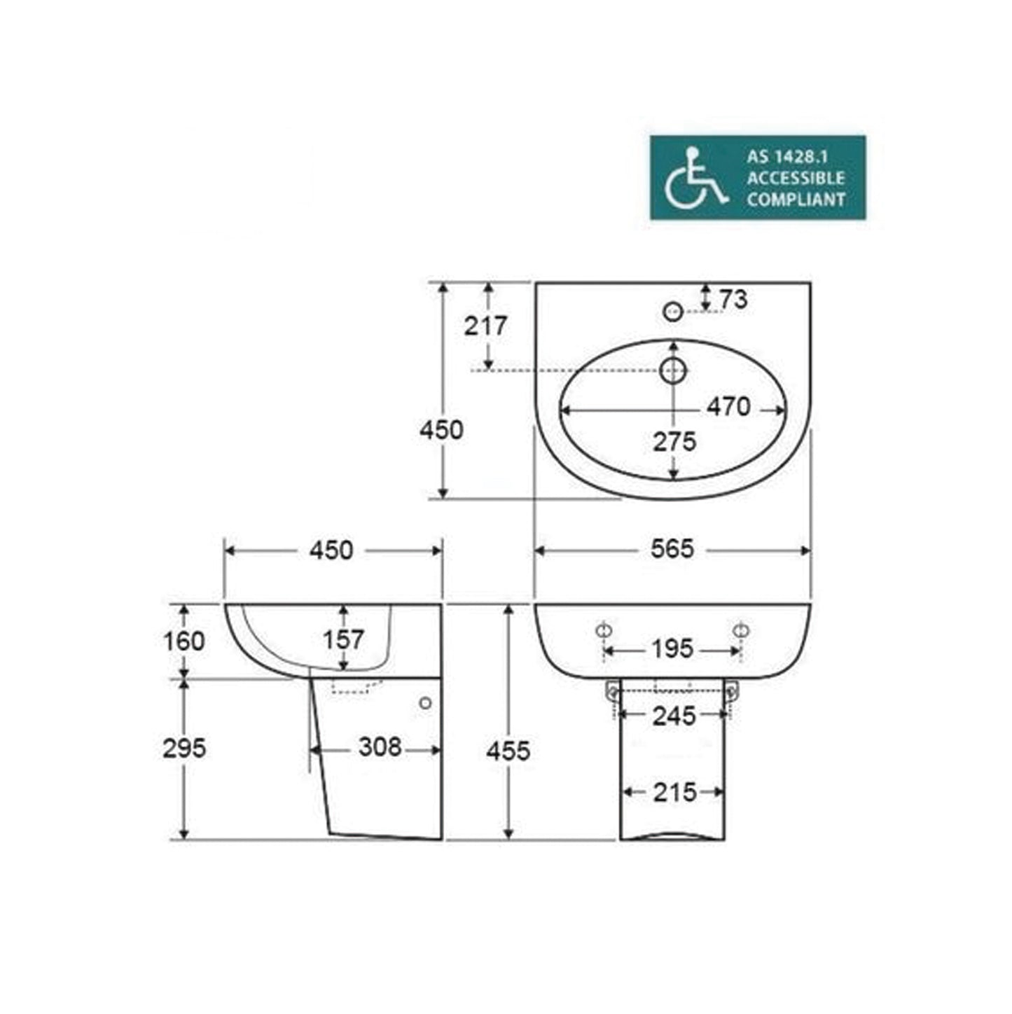 Carrida Fine Ceramic Wall Hung Care Basin LK-CAW540B