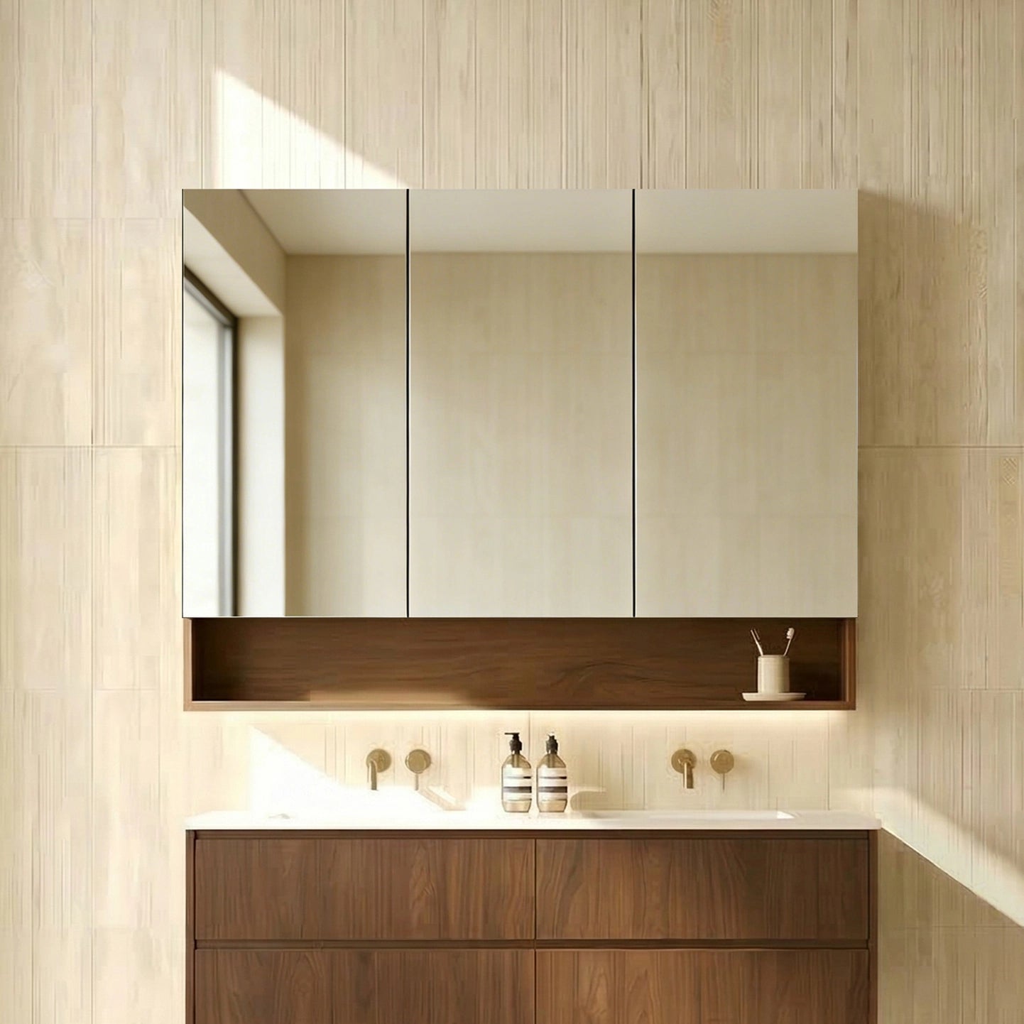 Clark Plywood Mirror Cabinet Mocha Oak Matte LK-CLMC1200-MO