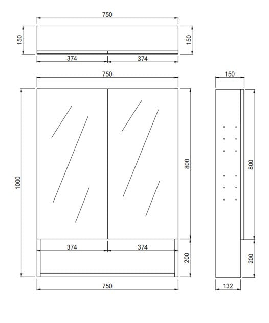 Clark Plywood Mirror Cabinet Mocha Oak Matte LK-CLMC750-MO