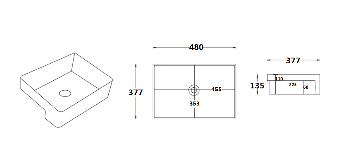 Kliff Fine Ceramic Semi Ress Basin LK-CSR480-NTH