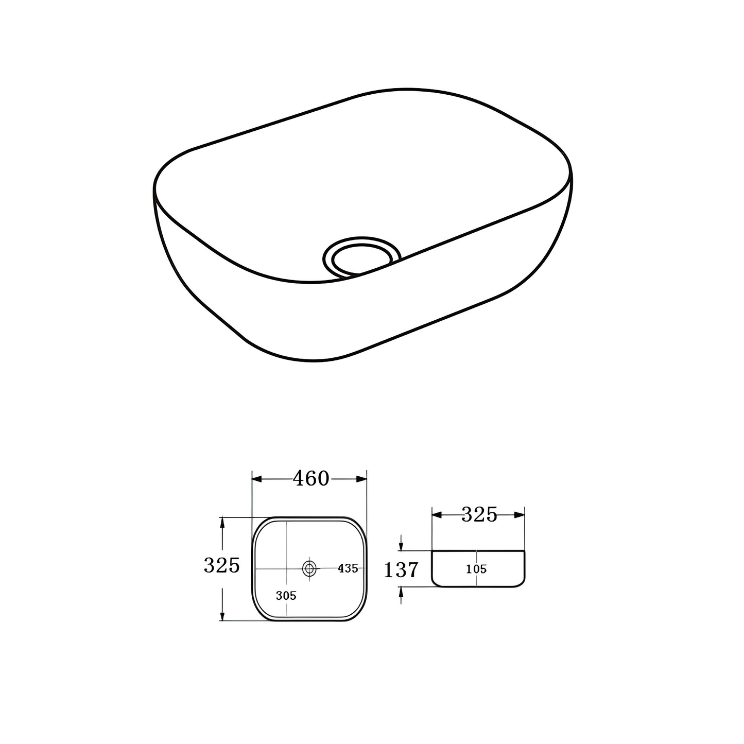 Ellips Fine Ceramic Above counter Basins LK-ELA457-MCB