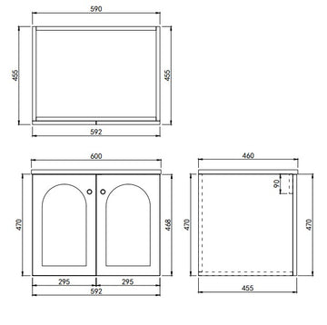 Chester Federation wall hung PVC Cabinet Matte Black