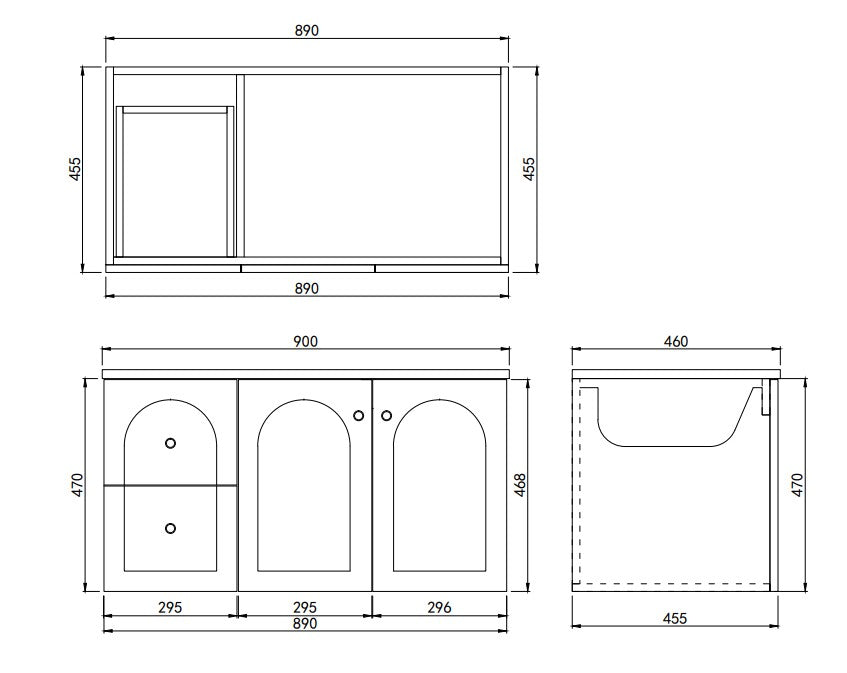 Chester Federation wall hung PVC Cabinet Matte Grey