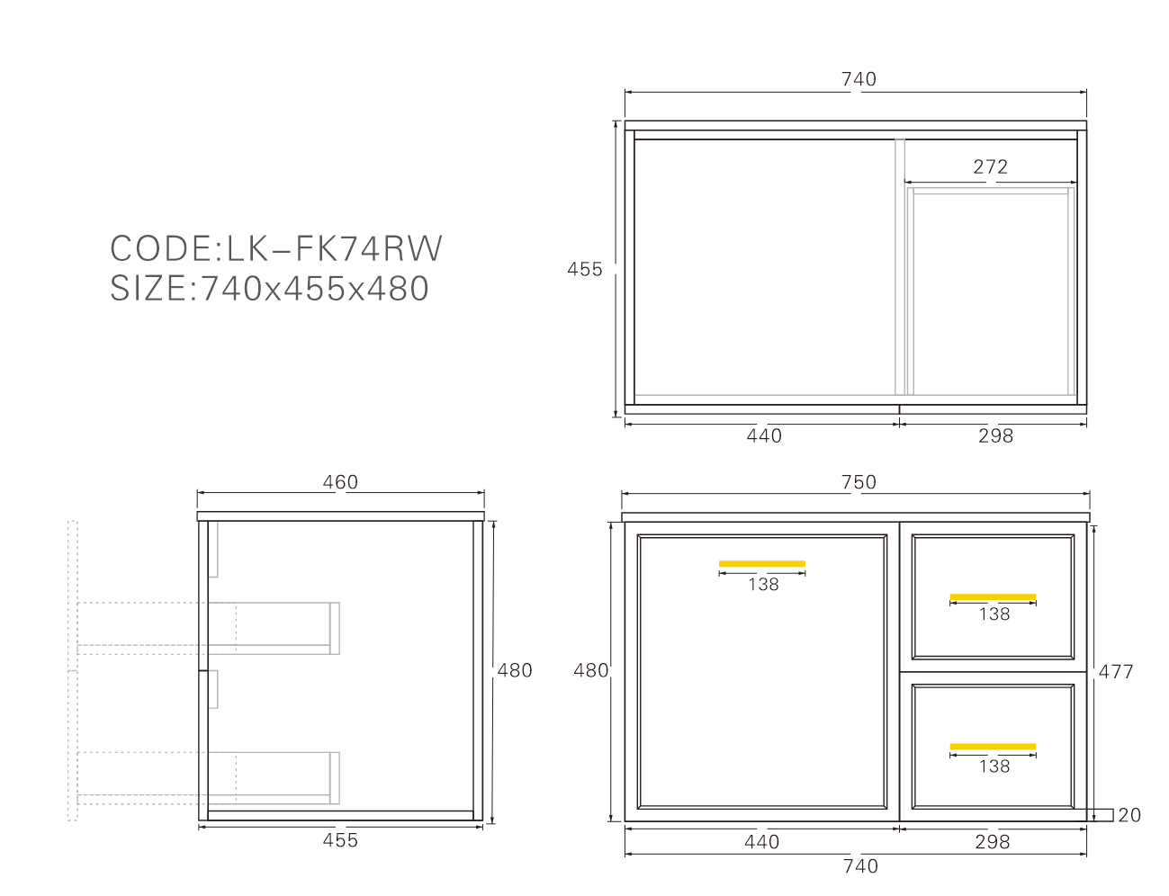 Kingsley Federation Wall Hung PVC Cabinet Matte Black