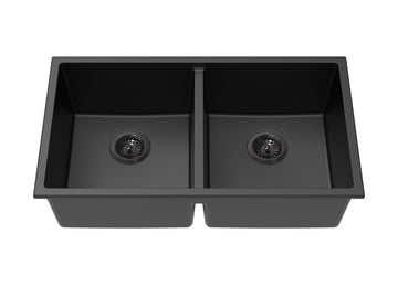 Crete Granite Sink Double Bowl LK-GDSKS — Matte Black, Granite Composite, Kitchen Sinks