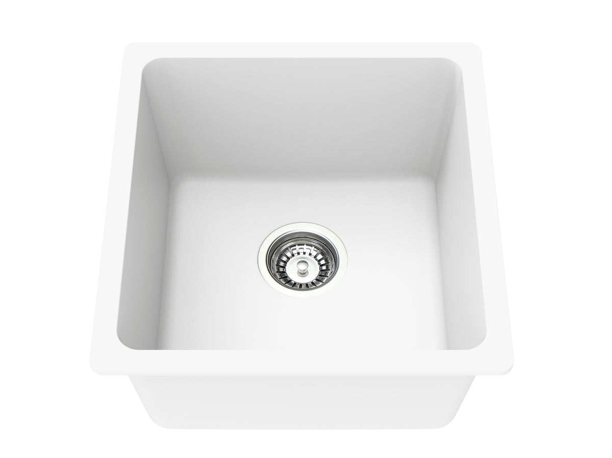 Crete Granite Sink Single Bowl LK-GSKS — Artic White, Granite Composite, Kitchen Sinks