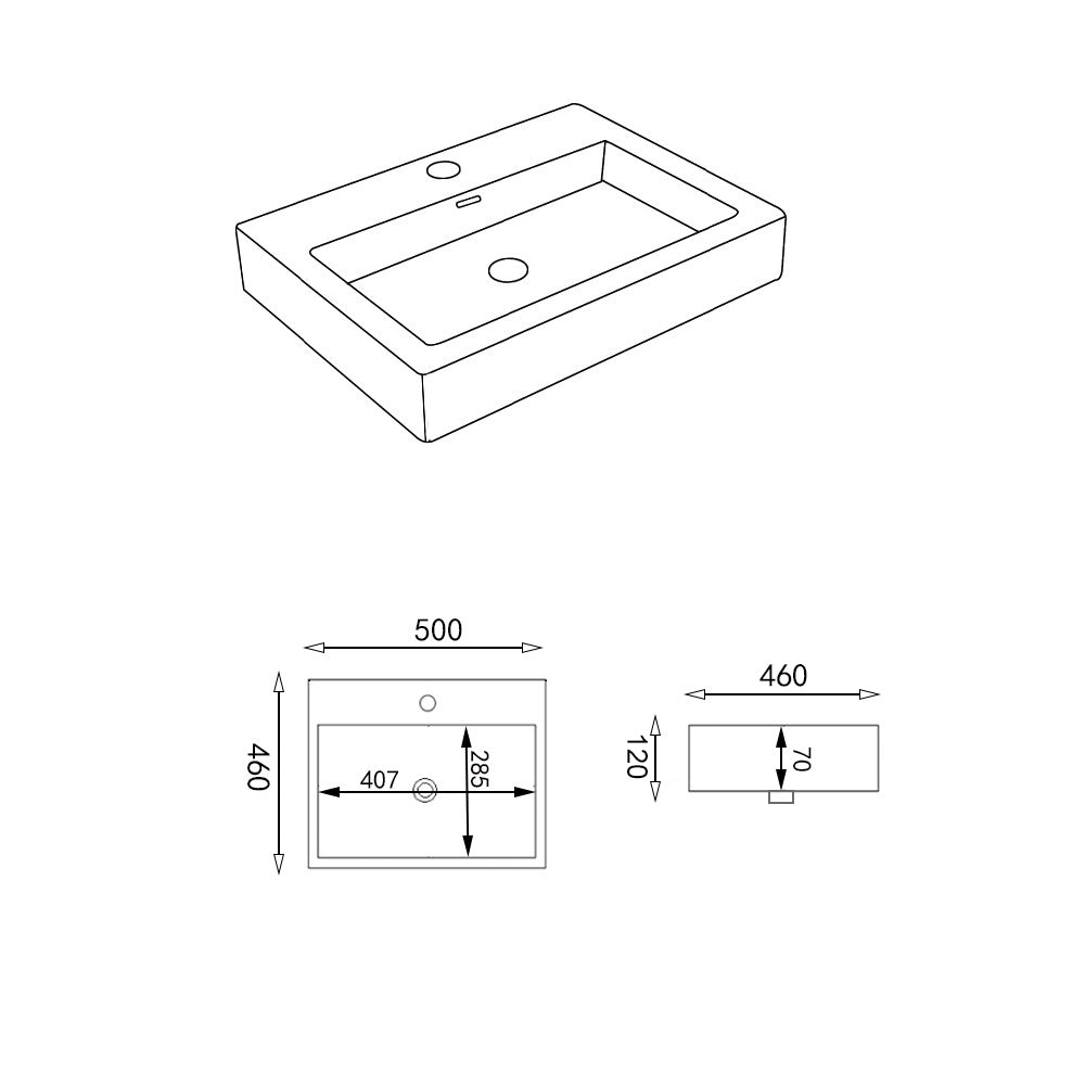 Kliff Fine Ceramic Insert Basin with Tap Hole LK-KIS480