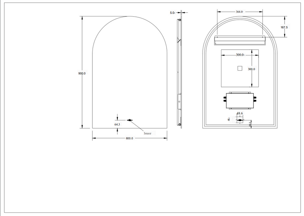 Arco LED Back Lit Pencil Edge LK-LPM6090BL — LED & Demister Mirrors, Arch
