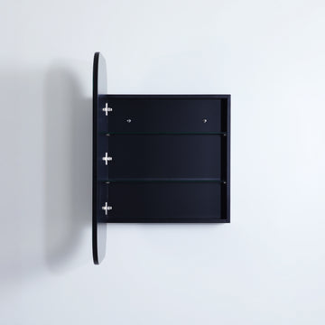 Allison Shaving Cabinet 600x900x155 LK-MASV6090 — Matte Black, Pill Shape Mirrors, Pill